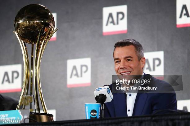 Head coach Tony Bennett of the Virginia Cavaliers speaks with the media during a press conference after being announced as the Associated Press Mens...
