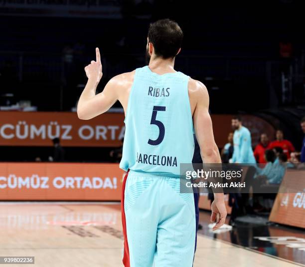 Pau Ribas, #5 of FC Barcelona Lassa in action during the 2017/2018 Turkish Airlines EuroLeague Regular Season Round 29 game between Anadolu Efes...
