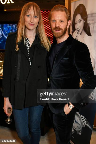 Jade Parfitt and Alistair Guy attend the Longines & Aurum Record Collection Launch at Watches of Switzerland, Regent Street, on March 29, 2018 in...
