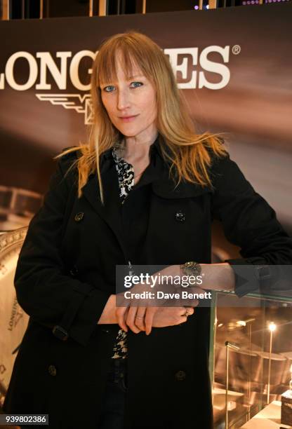 Jade Parfitt attends the Longines & Aurum Record Collection Launch at Watches of Switzerland, Regent Street, on March 29, 2018 in London, England.