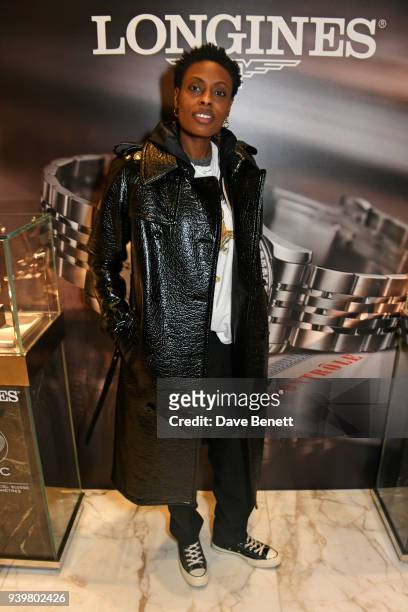 Donna Wallace attends the Longines & Aurum Record Collection Launch at Watches of Switzerland, Regent Street, on March 29, 2018 in London, England.
