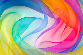 organza fabric in rainbow color