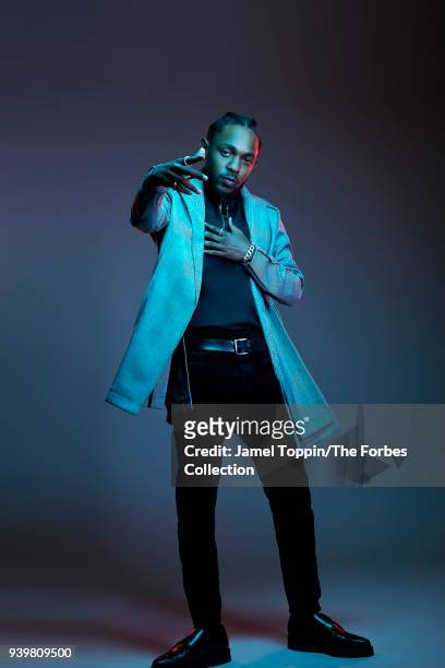 Rapper Kendrick Lamar is photographed for Forbes Magazine on October 3, 2017 in New York City. PUBLISHED IMAGE. CREDIT MUST READ: Jamel Toppin/The...