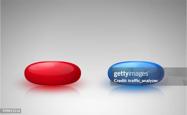 red and blue pills - red pill stock illustrations