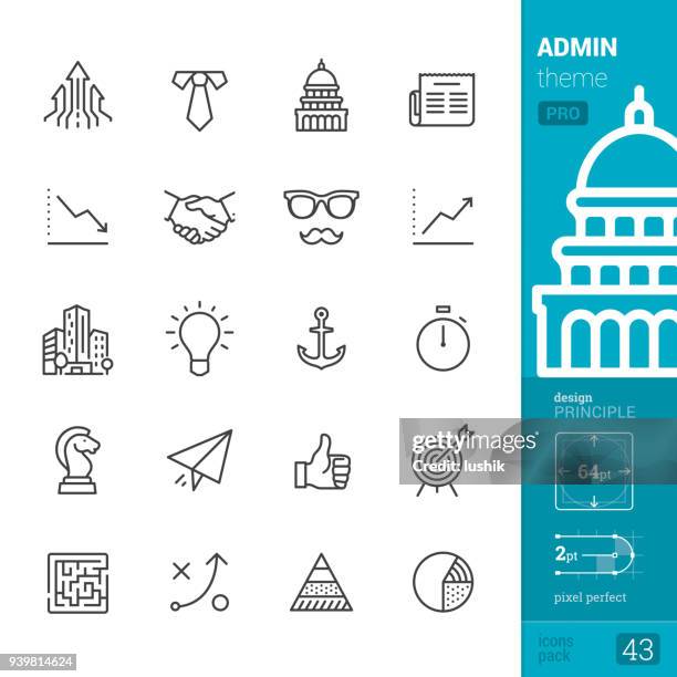 administration, outline icons - pro pack - maze vector stock illustrations