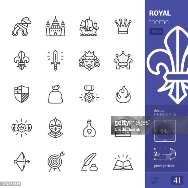 stockillustraties, clipart, cartoons en iconen met royal, overzicht pictogrammen - pro pack - vip