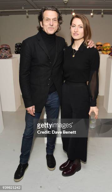 Stephen Webster and Amy Webster attend a private view of Art Wars East at Hix Art on March 29, 2018 in London, England.