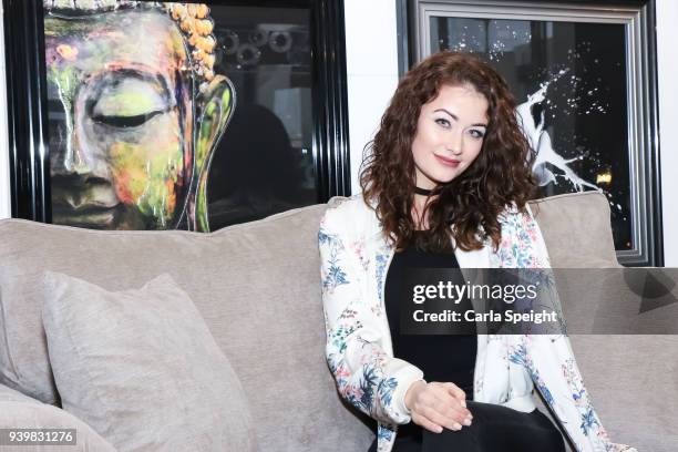 Jess Impiazzi attends the opening of Mystique Interiors at Mystique Interiors on March 29, 2018 in Stockport, England.