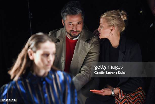 Lhan Mansiz and guest attend the Mercedes-Benz presents Sudi Etuz show during Mercedes Benz Fashion Week Istanbul at Zorlu Performance Hall on March...