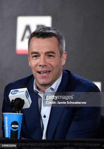 Head coach Tony Bennett of the Virginia Cavaliers speaks after being named the Associated Press Men's College Basketball Coach of the Year during...