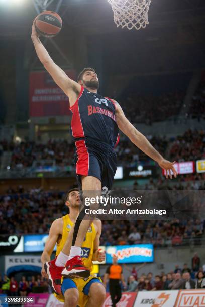 Patricio Garino, #29 of Baskonia Vitoria Gasteiz in action during the 2017/2018 Turkish Airlines EuroLeague Regular Season Round 29 game between...