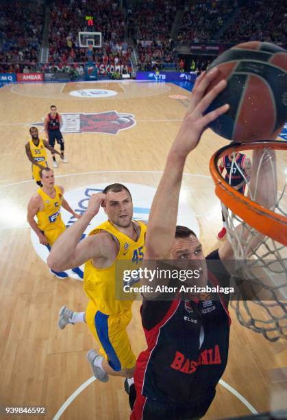 Johannes Voigtmann, #7 of Baskonia Vitoria Gasteiz in action during the 2017/2018 Turkish Airlines EuroLeague Regular Season Round 29 game between...