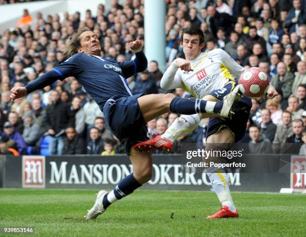 Gareth Bale of Tottenham Hotspur and Michel Salgado of Blackburn Rovers in action during the Barclays Premier League match between Tottenham Hotspur...