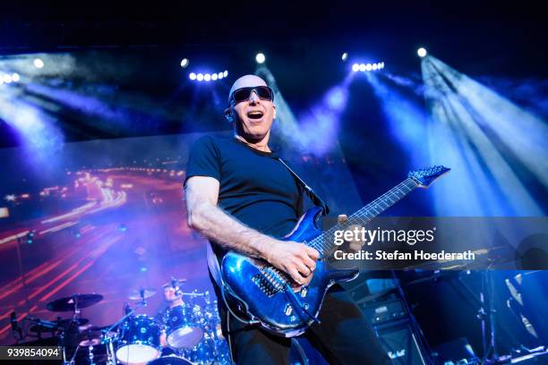 Guitarist Joe Satriani performs live on stage during a concert at Tempodrom on March 29, 2018 in Berlin, Germany.