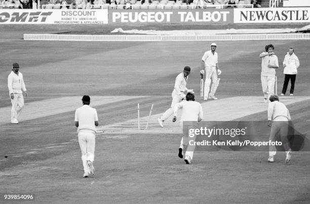 Jeff Crowe of New Zealand is bowled for 13 runs by Bob Willis of England during the 2nd Test match between England and New Zealand at Headingley,...