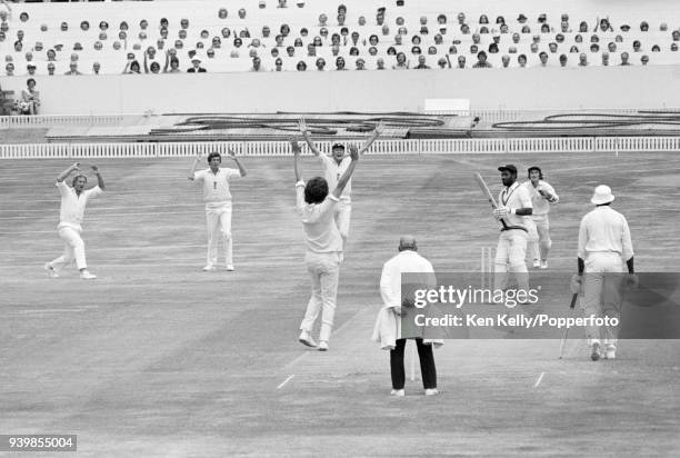 West Indies batsman Viv Richards is bowled for 38 runs by Bob Willis of England during the 4th Test match between England and West Indies at...