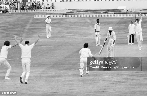 West Indies captain Clive Lloyd is bowled for 29 runs by Alan Ward of England during the 4th Test match between England and West Indies at...