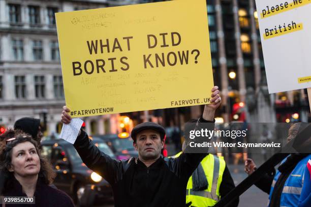 People gather in Parliament Square for an emergency demonstration on the anniversary of triggering Article 50. The rally, hosted by The Fair Vote...