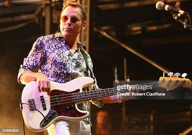 Phil Small of Cold Chisel performs during a Cold Chisel concert at ANZ Stadium on December 5, 2009 in Sydney, Australia.