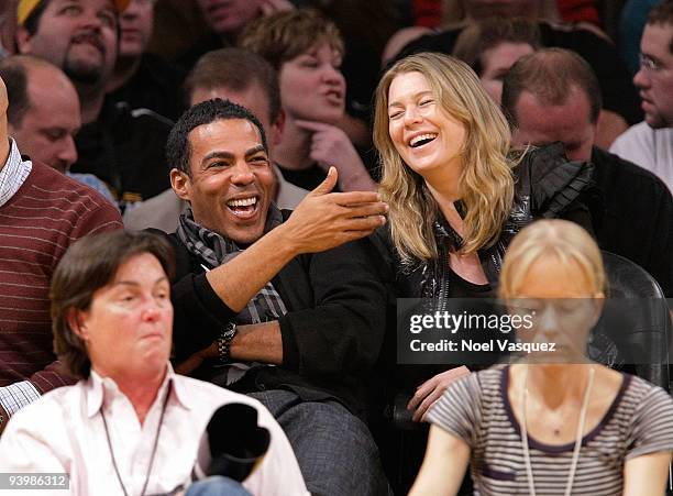 Ellen Pompeo and Chris Ivery attend a game between the Miami Heat and the Los Angeles Lakers at Staples Center on December 4, 2009 in Los Angeles,...
