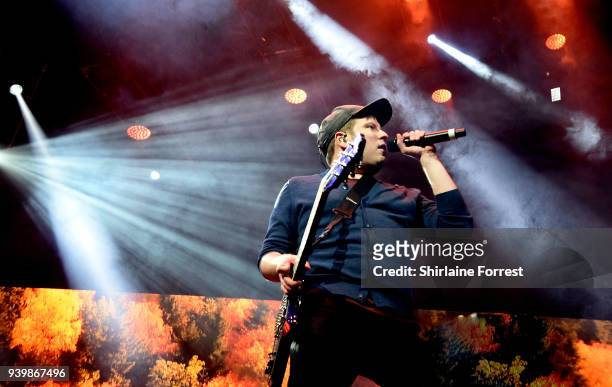 Patrick Stump of Fall Out Boy performs at Manchester Arena on March 29, 2018 in Manchester, England.