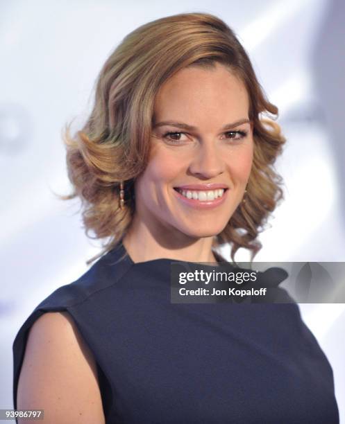 Actress Hilary Swank arrives at The Hollywood Reporter's Annual Women in Entertainment Breakfast at the Beverly Hills Hotel on December 4, 2009 in...