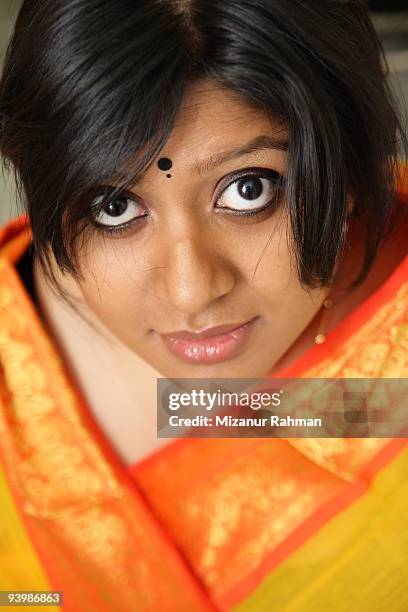 yellow sari model - mizanur rahman stock pictures, royalty-free photos & images