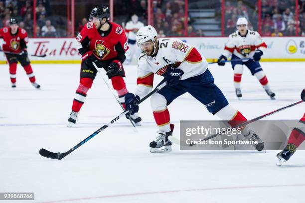 Florida Panthers Center Vincent Trocheck skates the puck through the zone during first period National Hockey League action between the Florida...