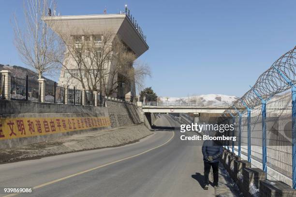 Chinese border post stands next to a bridge crossing the North Korean border in Changbai, Jilin province, China, on Tuesday, March 6, 2018. As U.S....