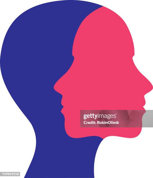 stockillustraties, clipart, cartoons en iconen met vrouwen face to face pictogram - jong koppel
