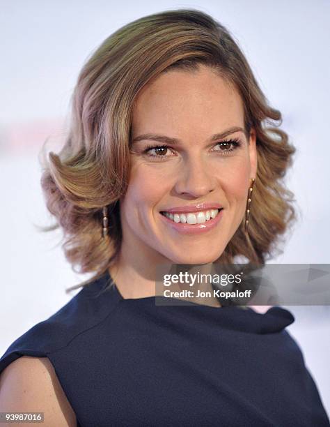 Actress Hilary Swank arrives at The Hollywood Reporter's Annual Women in Entertainment Breakfast at the Beverly Hills Hotel on December 4, 2009 in...