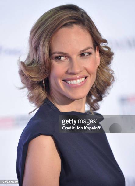 Actress Hilary Swank arrives at The Hollywood Reporter's Annual Women in Entertainment Breakfast at the Beverly Hills Hotel on December 4, 2009 in...