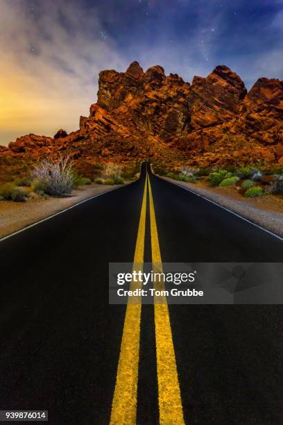 night road - valley of fire - roadie stock pictures, royalty-free photos & images