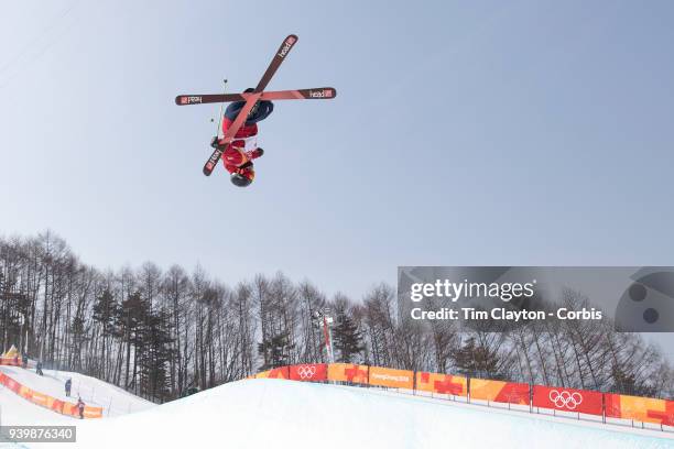 Murray Buchan of Great Britain in action during the Freestyle Skiing - Men's Ski Halfpipe qualification day at Phoenix Snow Park on February 20, 2018...