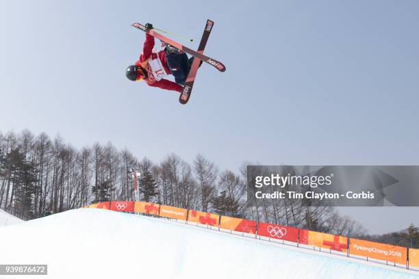 Murray Buchan of Great Britain in action during the Freestyle Skiing - Men's Ski Halfpipe qualification day at Phoenix Snow Park on February 20, 2018...