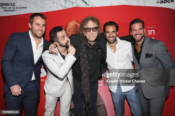 Photographer Mick Rock and guests attend Mick Rock's StarMan exhibition at Foto Museo Cuatro Caminos on March 28, 2018 in Mexico City, Mexico.