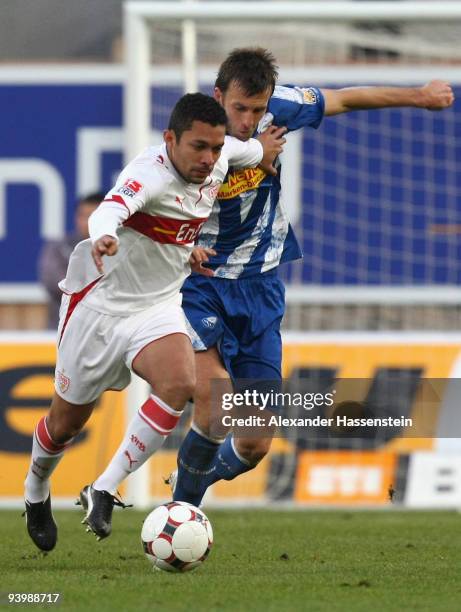Elson of Stuttgart battles for the ball with Christoph Dabrowski of Bochum during the Bundesliga match between VfB Stuttgart and VfL Bochum at...