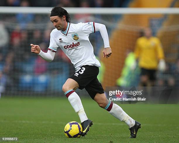 Chris Eagles of Burnley in action during the Barclays Premier League match between Portsmouth and Burnley at Fratton Park on December 5, 2009 in...