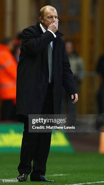 Gary Megson, manager of Bolton Wanderers looks on during the Barclays Premier League match between Wolverhampton Wanderers and Bolton Wanderers at...