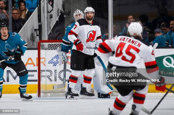 Patrick Maroon of the New Jersey Devils skates against the San Jose Sharks at SAP Center on March 20, 2018 in San Jose, California. Patrick Maroon