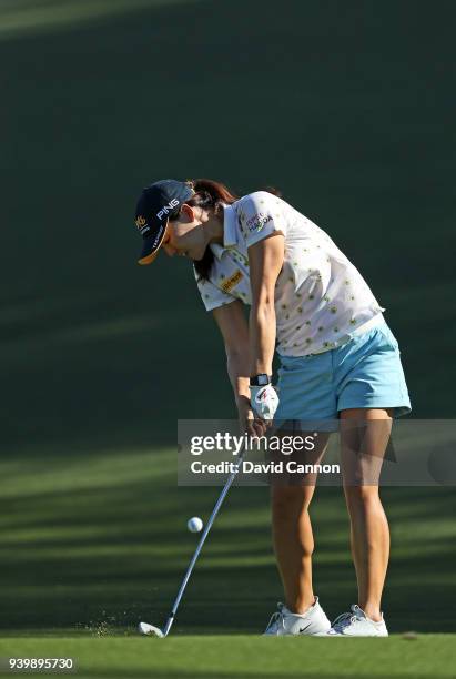 In Gee Chun of South Korea waits to play her second shot on the par 4, seventh hole during the first round of the 2018 ANA Inspiration on the Dinah...