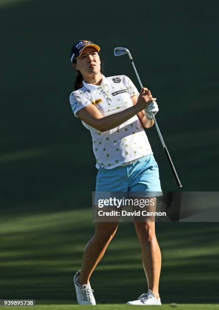 In Gee Chun of South Korea waits to play her second shot on the par 4, seventh hole during the first round of the 2018 ANA Inspiration on the Dinah...