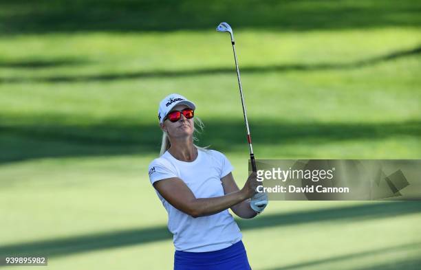 Anna Nordqvist of Sweden plays her third shot on the par 4, seventh hole during the first round of the 2018 ANA Inspiration on the Dinah Shore...
