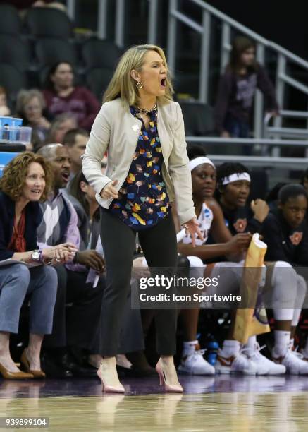 Texas Longhorns head coach Karen Aston in the first quarter of a third round NCAA Division l Women's Championship game between the UCLA Bruins and...