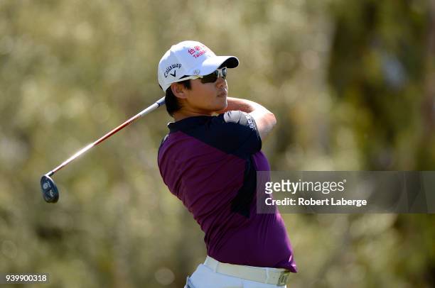 Yani Tseng of Taiwan hits a tee shot on the seventh hole during round one of the ANA Inspiration on the Dinah Shore Tournament Course at Mission...