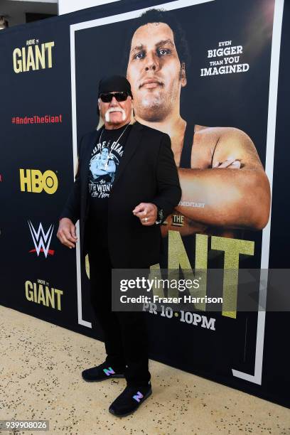 Hulk Hogan attends the Premiere Of HBO's "Andre The Giant" at The Cinerama Dome on March 29, 2018 in Los Angeles, California.