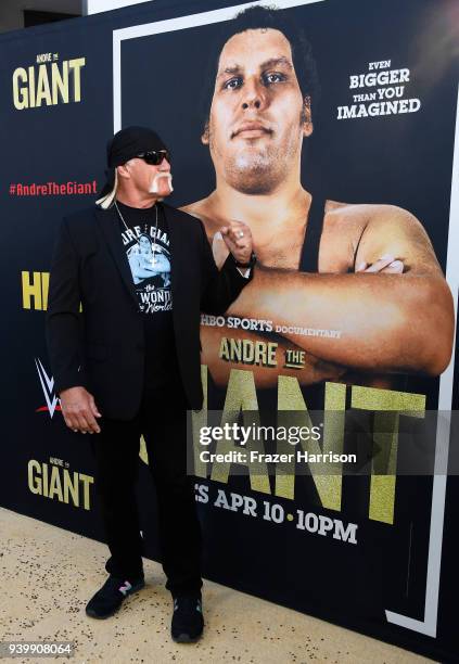 Hulk Hogan attends the Premiere Of HBO's "Andre The Giant" at The Cinerama Dome on March 29, 2018 in Los Angeles, California.