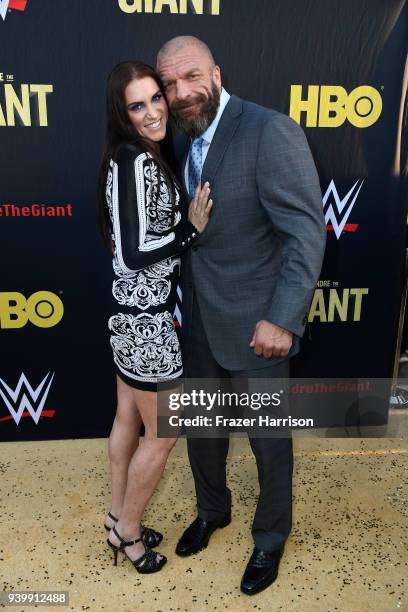 Stephanie McMahon and Paul "Triple H" Levesque attend the Premiere Of HBO's "Andre The Giant" at The Cinerama Dome on March 29, 2018 in Los Angeles,...