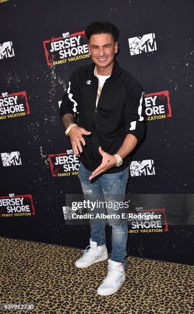 Pauly DelVecchio attends the Premiere of MTV Network's "Jersey Shore: Family Vacation" at HYDE Sunset: Kitchen + Cocktails on March 29, 2018 in West...