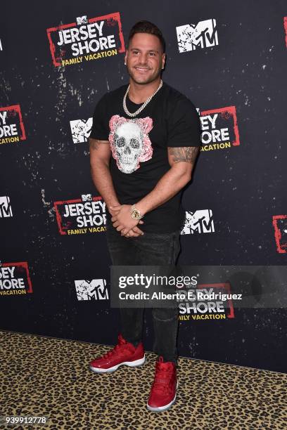 Ronnie Ortiz-Magro attends the Premiere of MTV Network's "Jersey Shore: Family Vacation" at HYDE Sunset: Kitchen + Cocktails on March 29, 2018 in...